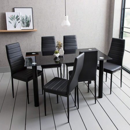 SHADE TABLE +6 CHAISES NOIRES