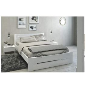Bianca lit adulte industriel 140 x 190 cm avec sommier en structure acier et bois contreplaqué + 1 chevet- blanc