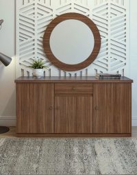 Luanda buffet 3 portes Imbuia Naturale 162cm + Anapolis Mirioir Imbuia Naturale Marron Foncé 90X90 cm