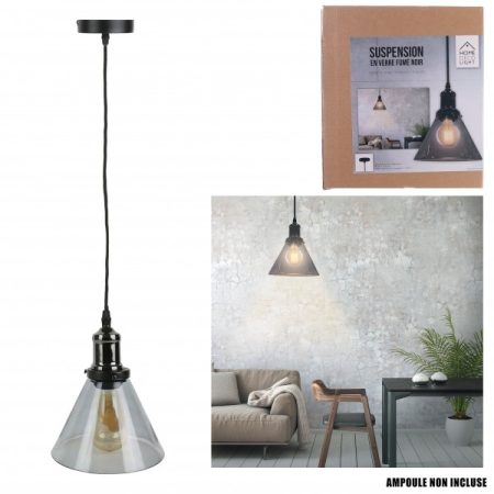 Suspension verre fume gris forme entonnoir M4 A1/M4 + AMPOULES