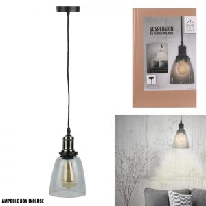 Suspension verre fume gris forme cloche M4 A1/M4 + AMPOULES
