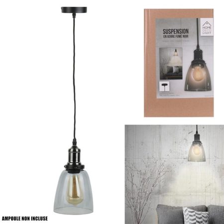 Suspension verre fume gris forme cloche M4 A1/M4 + AMPOULES
