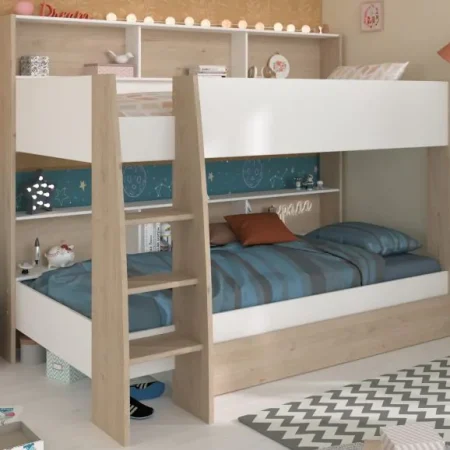 Shelter Jackson oak/white bunked 90x200 cm mattress