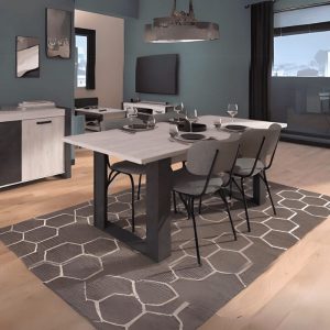 Jules portofino grey+steam black table à manger0355TARE L(SANS LES CHAISES) 200 x P 78 x H 100 cm