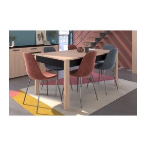 Helma brooklyn oak/black stipple table à manger 0364TARE L (SANS LES CHAISES)157/207x H 77,3 x l 90 cm