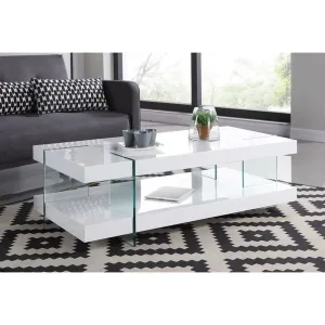 Crea table basse contemporaine laquée blanc 110x60x42cm (terry)