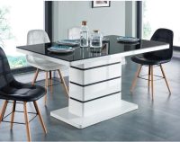 DERICO table à manger  Noir Blanc (SANS LES CHAISES)