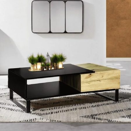 LINDSAY Table Basse Noir Chêne