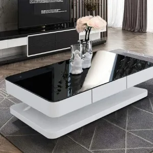 SONYA Table Basse Blanche dessus Noir