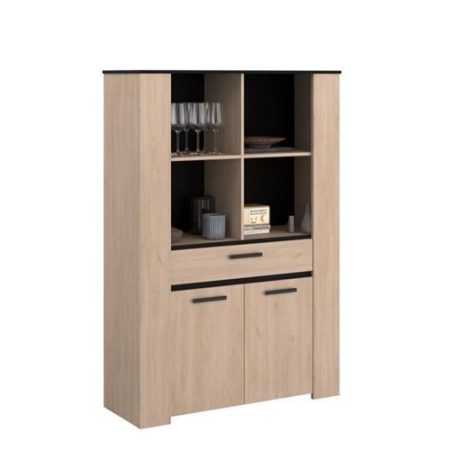 HELMA BIBLIOTHEQUE- Décor chêne Brooklyn et noir - 110X40,5X159,7 cm