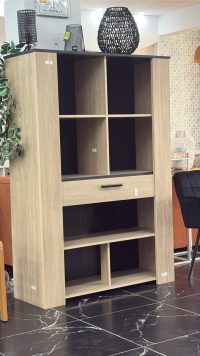 HELMA BIBLIOTHEQUE- Décor chêne Brooklyn et noir - 110X40,5X159,7 cm