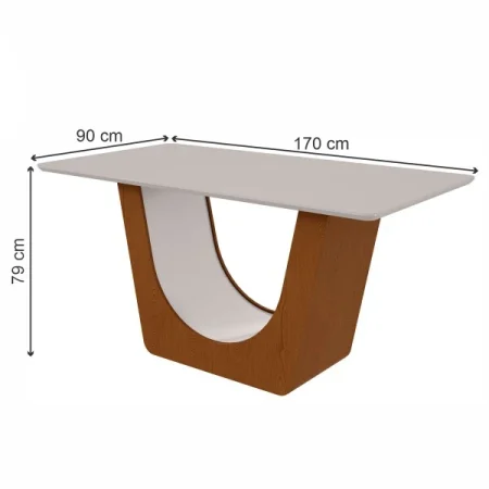 ATLA TABLE 1,70 -  AVEC VERRE /ALMOND CL/OFF WHITE SANS CHAISE