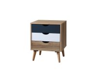 LURVIA CHEVET DE LIT BLEU BLANC ET CHENE 45 X 41 X 56.6 CM
