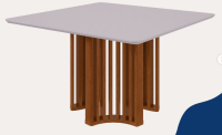 ALYS TABLE - 1,30 X1,30M WITH GLASS / ALMOND CL/OFF WHITE