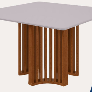 ALYS TABLE - 1,30 X1,30M WITH GLASS / ALMOND CL/OFF WHITE