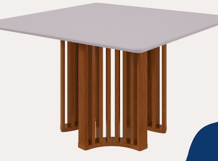 ALYS TABLE - 1,30 X1,30M WITH GLASS / ALMOND CL/OFF WHITE
