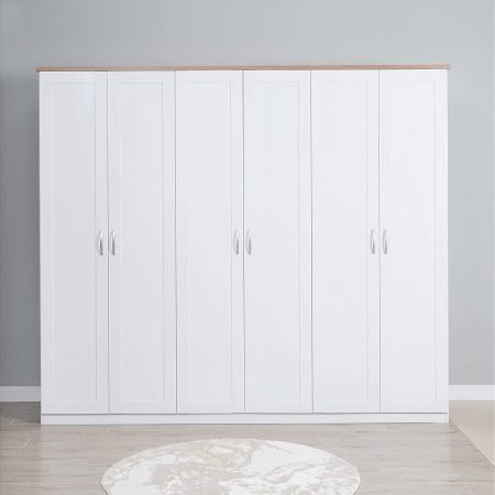 GENOVA ARMOIRE 6PORTES  / WHITE/FRASSINO