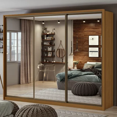 SPAZIO ARMOIRE 03 PORTE  2,70 - AVEC 3MIROIR  / ALMOND CL/OFF WH/ALMOND CL