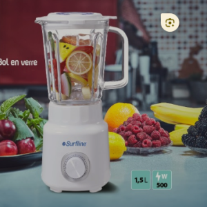 MIXEUR BLENDER 1.5L BLANC SURFLINE PBS500  500W BOL VERRE 1.5LT 2VT
