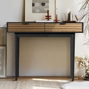 FORRES Table de console Noir – Chêne