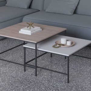 SET 2 TABLES BASSE FIORENZA SAHARA/BLANC