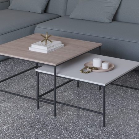 SET 2 TABLES BASSE FIORENZA SAHARA/BLANC