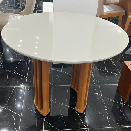 ALYS TABLE A MANGER  AVEC VERRE AMANDE BLANC