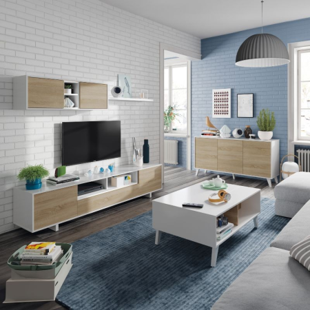 MEUBLE TV RANI  BLANC &  BOIS