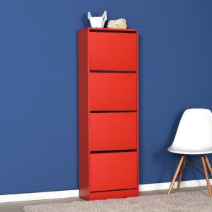 MEUBLE À CHAUSSURES ROUGE 16 PAIRES SHC-340-KK-1