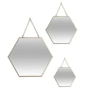 LOT DE TROIS MIROIRS MET CHAINE LENY OR 141196A