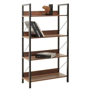 PETITE ETAGERE BIBLIOTEQUE BOIS FONCE ET METAL NOIR BIBA KTP-840-OO-1