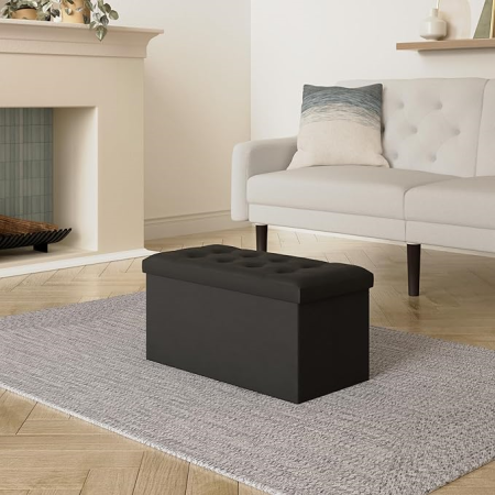 POUF PLIABLE DOUBLE  VELOUR LYSANDRE NOIR 140091H