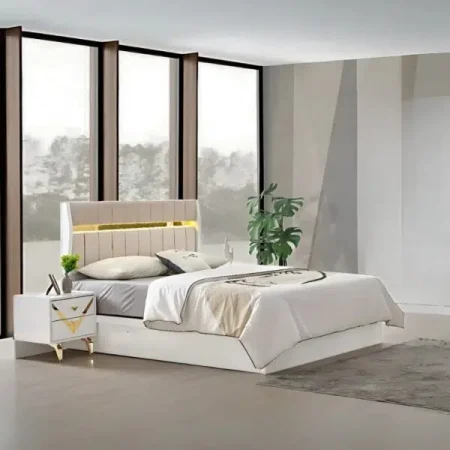 DOGAN LIT BLANC PLUS DEUX CHEVETS  180CM / 200CM