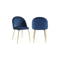 BELLE CHAISE DE SALLE A MANGER ASSISE DE COULEUR BLEUE PIEDS DE COULEUR OR