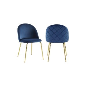 BELLE CHAISE DE SALLE A MANGER ASSISE DE COULEUR BLEUE PIEDS DE COULEUR OR