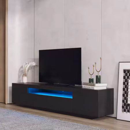 CAPRIL MEUBLE TV NOIR AVEC LED 200X34X38CM