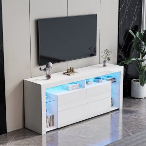 W96 BUFFET AVEC LED BLANC-170*40*72CM