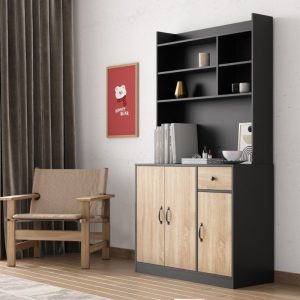 SMT 7B DISPLAY CABINET MATTE WOOD  / OVELA – ARMOIRE HAUTE (100*40*180 cm)