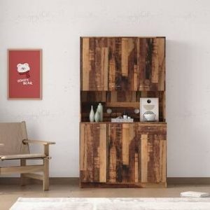 W72 DISPLAY CABINET MATTE BLACK + WOOD GRAIN/ COULEUR BOIS + NOIR 100*40*180CM