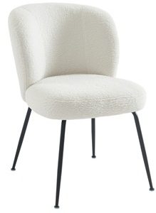 BORA DINING chaises en Tissu Bouclette et métal - Blanc -  - Salle à Manger