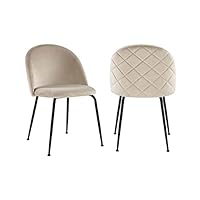 BELLE CHAISE DE SALLE A MANGER ASSISE DE COULEUR BEIGE PIEDS DE COULEUR NOIR