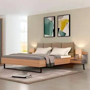 LIT ONTO + 2 CHEVETS  180X200CM  COULEUR Walnut+ Grey