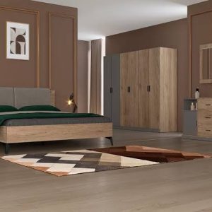 MOOD COIFFEUSE + MIROIR  OAK + LIGHT GREY 150X45X83CM