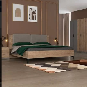 LIT MOOD + 2 CHEVETS  180X200CM  COULEUR OAK+LIGHT GREY