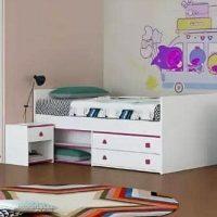 LIT SANSA  + 1 CHEVET  120X200CM  COULEUR  WHITE + VIOLET