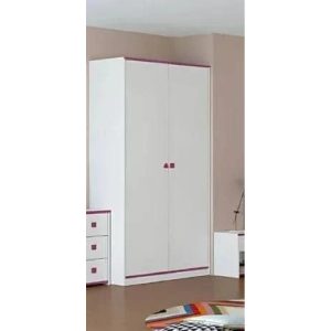 SANSA ARMOIRE  BLANC / VIOLET 2 BATTANTS 90X60X200CM