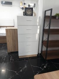 COMMODE HARU COULEUR SHINY WHITE+WALNUT  60X40X120CM