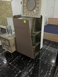 COMMODE JENS 60X40X120CM COULEUR DARK WALNUT+ GREY