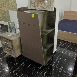 COMMODE JENS 60X40X120CM COULEUR DARK WALNUT+ GREY