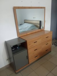 MOOD COIFFEUSE + MIROIR  OAK + LIGHT GREY 150X45X83CM